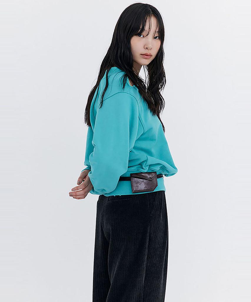 WNDERKAMMER Damage V-Neck Sweatshirt_Mint