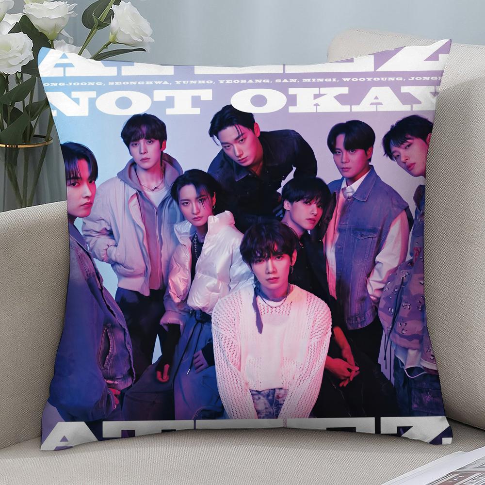 Kpop A-AteezS Наволочка Короткий плюш Наволочки Декоративные для дивана Подарок Домашний Двусторонняя печать Наволочка для подушки