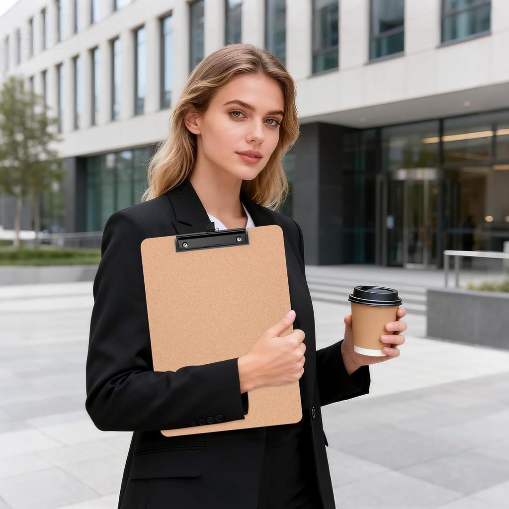 Набор из 2 деревянных планшетов с держателем для ручки, размер Letter 9 x 12,5'' для класса, студентов, детей, твердый планшет 8,5 x 11'' с низкопрофильным черным зажимом