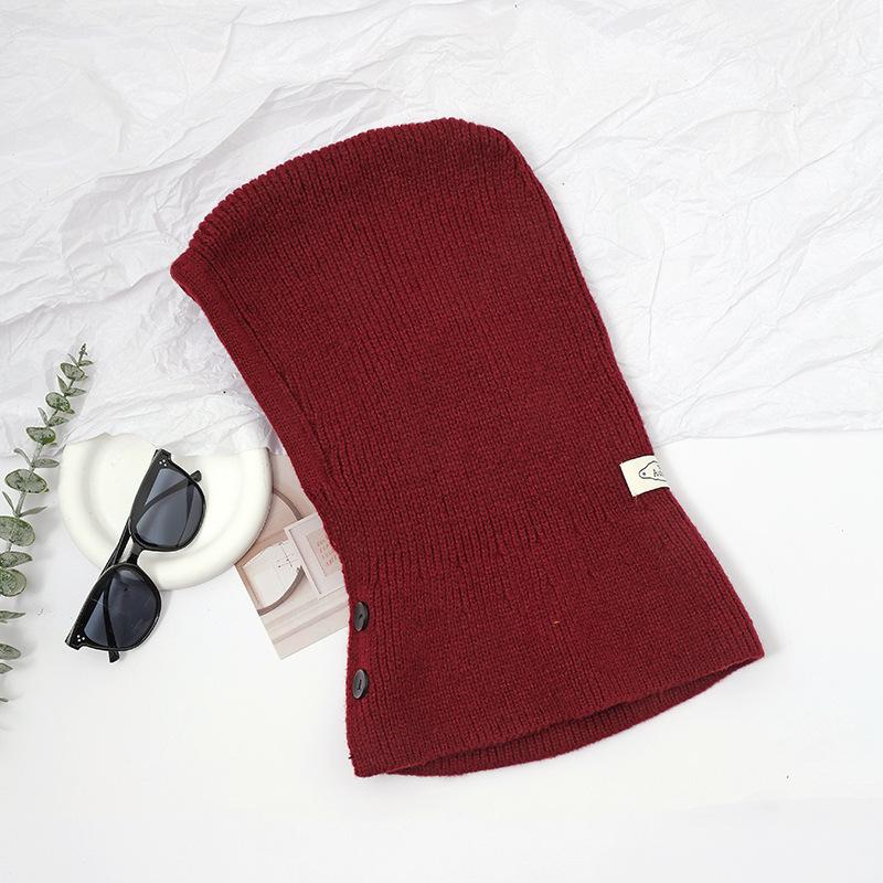 Hat Scarf Integrated Hat Women's Fashion Warm Balaclava Hat Knitted Scarf