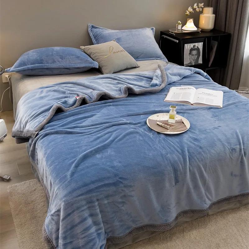 2024 New Milk Velvet Blanket Four Seasons Universal Solid Color Multi functional Double sided Velvet Office Napping Blankets