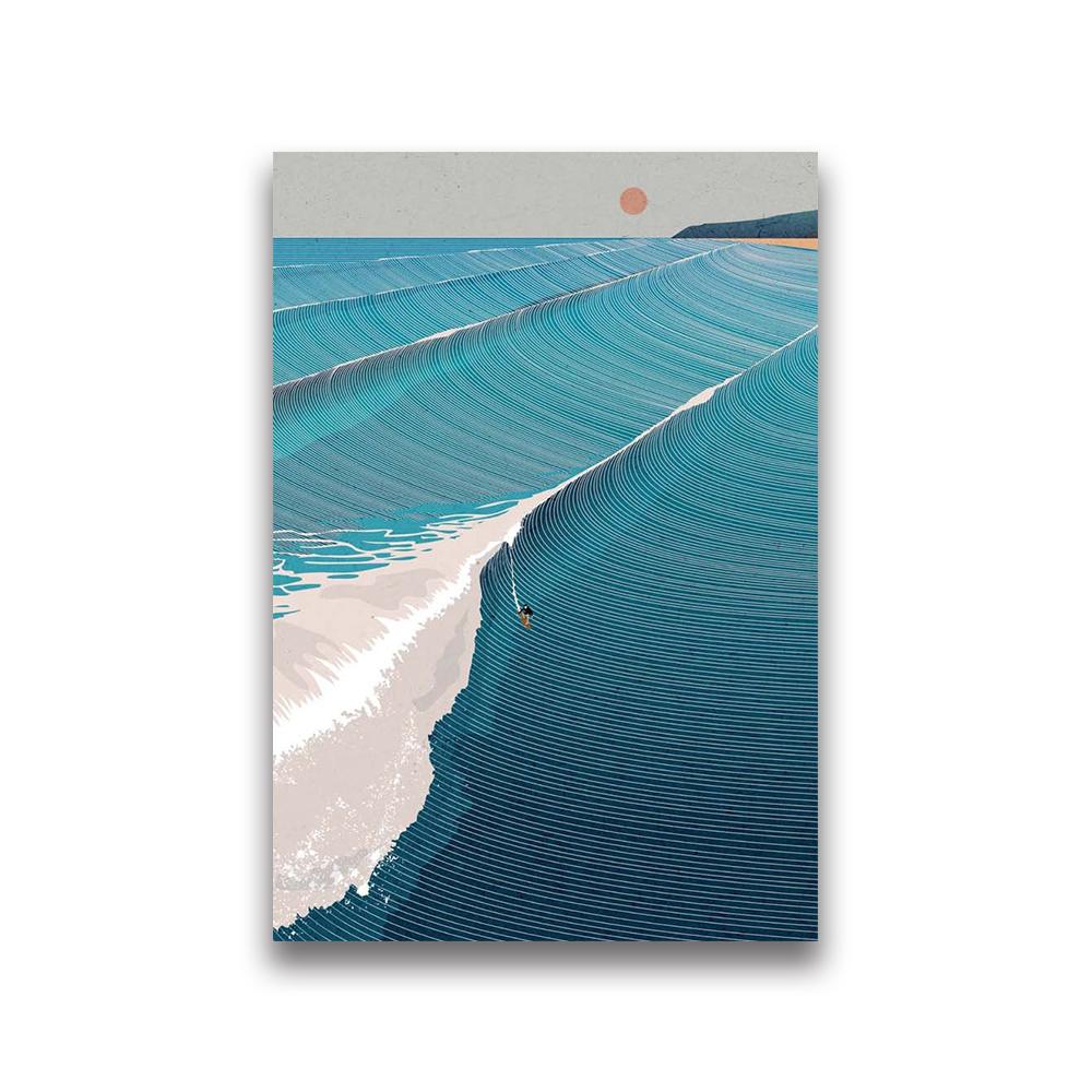 Waves Line Art Pictures Surfing Penguin Manta Dolphin Whale Prints Canvas for Home Living Room ation