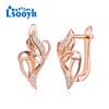 LSOOYH серьги-клипсы цвета розового золота, модные серьги для женщин, полые серьги-гвоздики с кубическим цирконием, ювелирные изделия