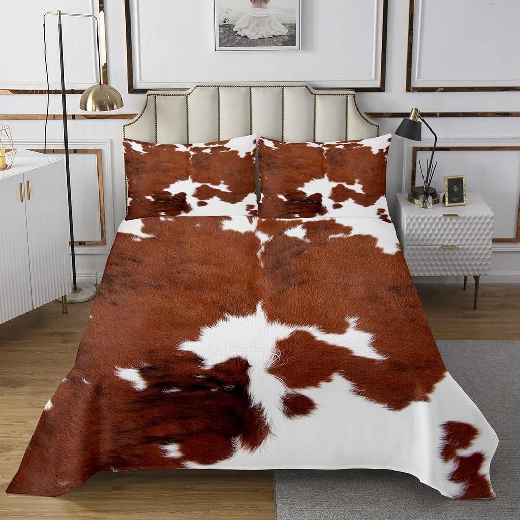 Комплект покрывала из коровьей шкуры Ферма Животное Мех Покрывало Квин/Двуспальный для Спальни Мальчика Девочки 2/3 шт. Западный Рустикальный Ковбой Фермерский Дом Комплект Лоскутного Одеяла