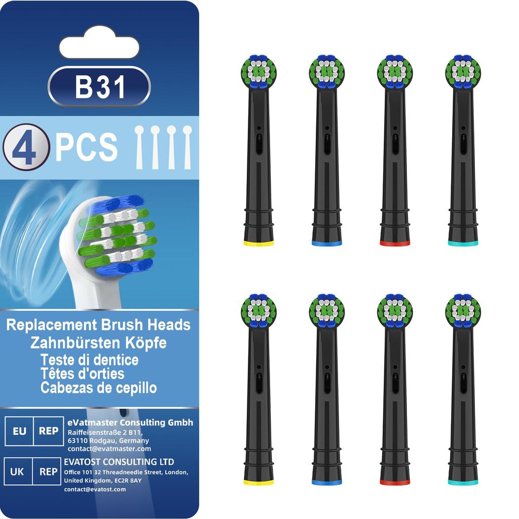 Сменные щетки Bullnas для электрических зубных щеток Braun Pro Electric Black Oral-B, (8 кистей)