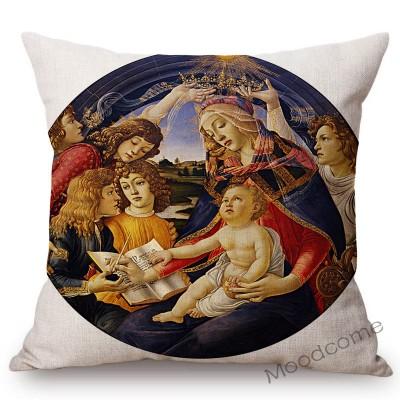 Sandro Botticelli Florence Art Birth Of Venus World Famous Oil Painting Decorative Pillow Case Cotton Linen Sofa Cushion Cover