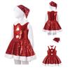 Детский костюм для рождественской вечеринки и танца для девочек, платье без рукавов с блестками и комплект шляпы