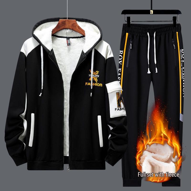 Fleece-Lined Boys' Hoodie - Thick Winter Jacket for Teenagers, Perfect for Autumn Sports and School