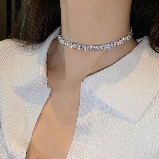 Adjustable Simple Lightweight Choker Collar Inlaid Cubic Zirconia Wedding Choker Necklace Jewelry Gift