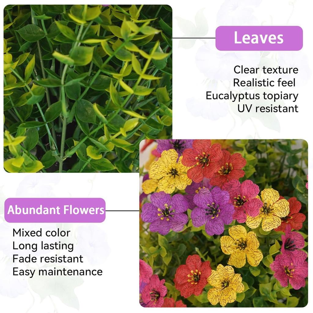 Realistic Artificial Flowers Outdoor - Ground Plugs Flowers, Long Lasting Fade-Resistant for Garden, Patio, Porch Office Decor (Colorful, Pack of 1)