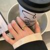 Elegant Korean Style S925 Open Adjustable Ring For Women With Unique Geometric Design
