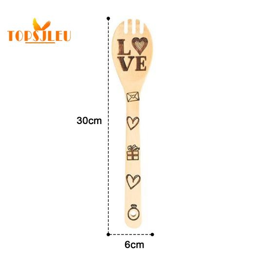 5 шт. бамбуковые кухонные ложки с гравировкой, забавный узор, гладкая поверхность, прочная деревянная лопаточка, кухонная утварь с длинной ручкой