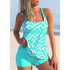 Новинка 2024 года, летняя женская пляжная одежда в стиле ретро с 3D принтом, купальник, женский купальный костюм на бретельках с открытой спиной, женский танкини из двух предметов с высокой талией
