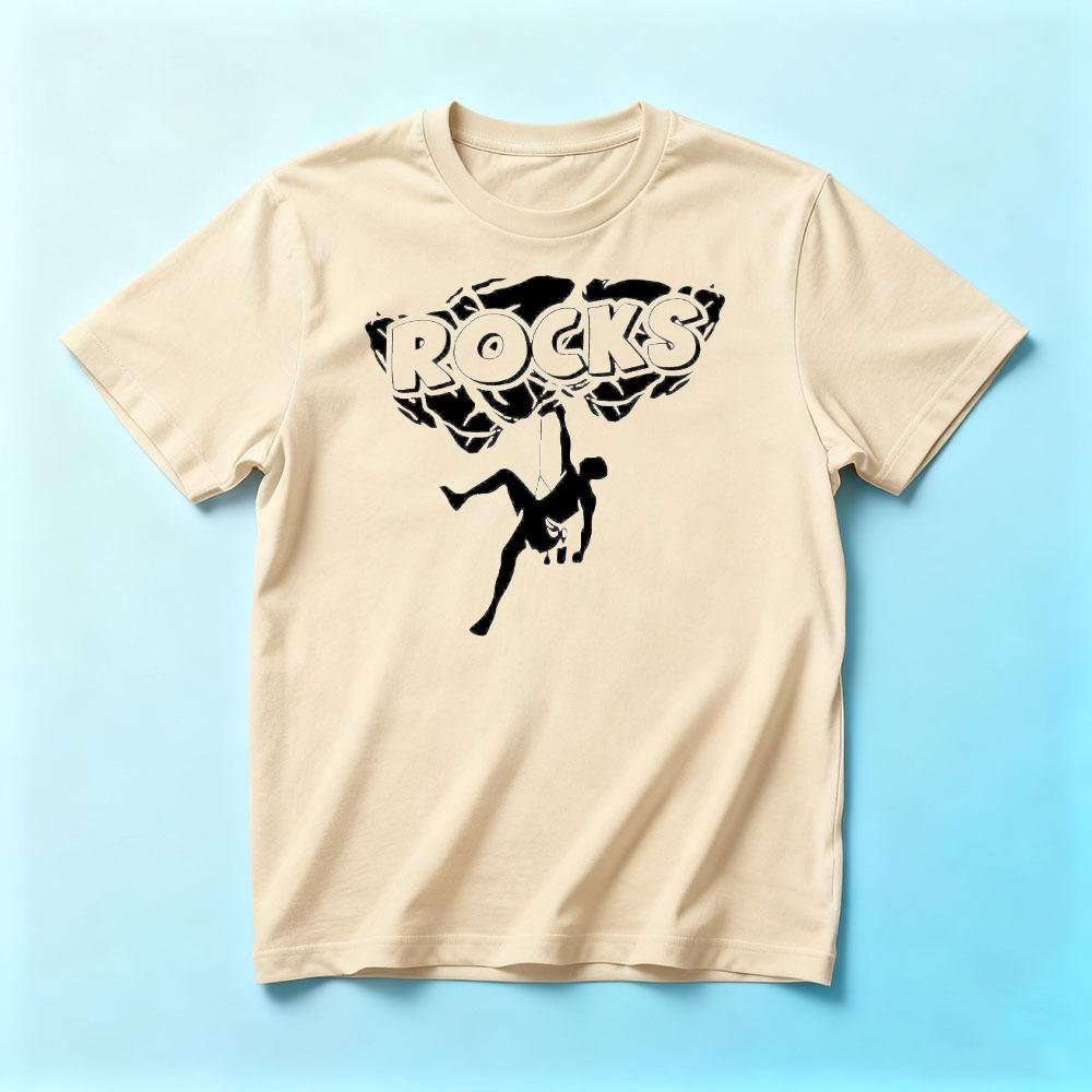 Retro Rocks Climbing Print Tshirt For Unisex Bold Climber Silhouette Casual Cotton Tee Rock Climbing Bouldering Humor Short Sleeve