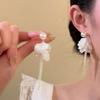 Peach Tea Color Tassel Earrings Blue Petal Design Fashion Jewelry Zinc Zinc Alloy Earrings  Women's Jewelry