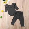 2 шт., боди с рюшами для маленьких девочек, комбинезон, топы, штаны, зимняя одежда, одежда