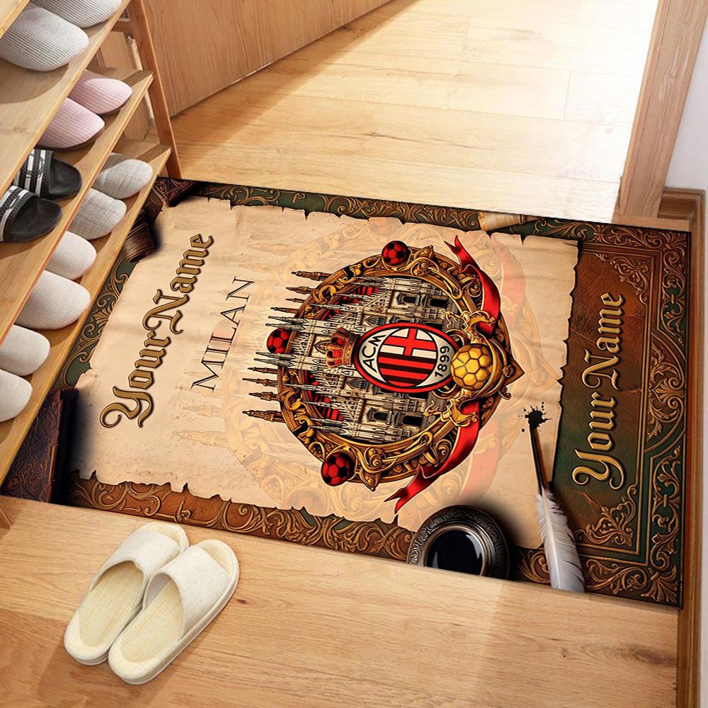 Ac Milan Customized Name Area Rug Design for Entryway Bedrooms Foyer Balcony Anti-slip Rug Decorate Offices Gift for Festivals