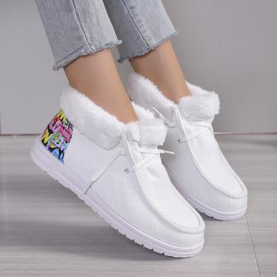 Модные женские ботинки Зимние Новые Утепленные Пушистые Толстая Подошва Снежные Ботинки Женские Плюс Бархат Большой Размер Хлопковые Ботинки Женские Zapatos De Mujer