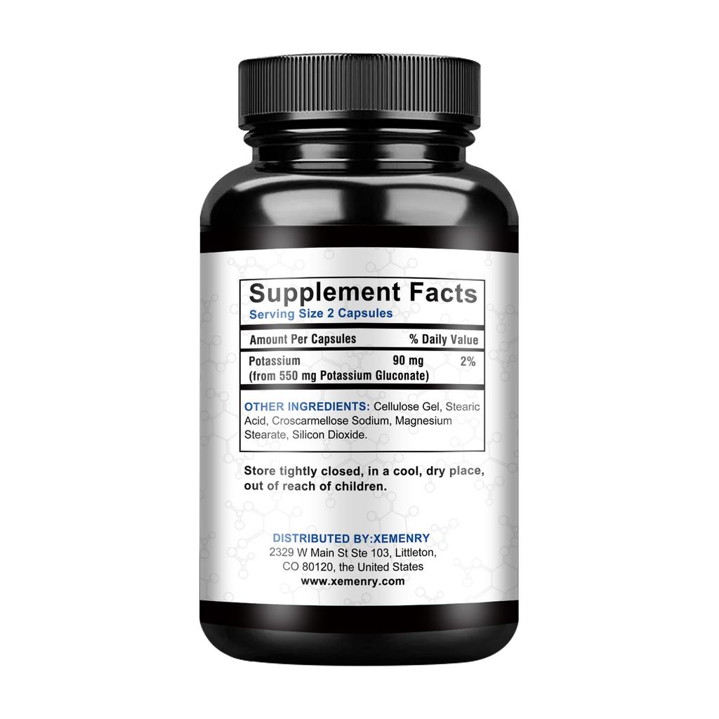 Xemenry - 550 mg Potassium Gluconate Supplement - Nervous System Health