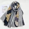 Fashionable Women's Geometric Cotton Linen Scarf - Versatile, Lightweight Shawl for Spring/Summer Travel and Sun Protection