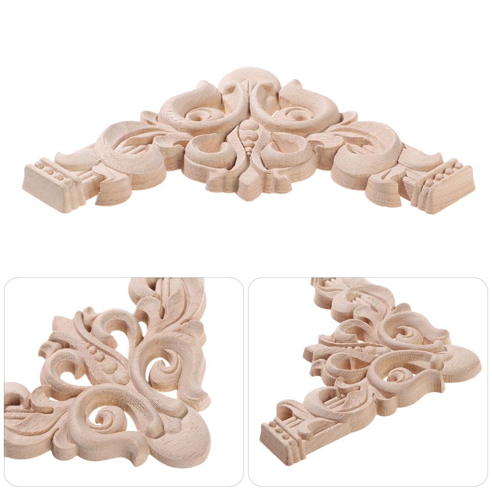 Oak Door Decor Crafts Corner Applique Onlay Decal Carved Wave Flower Decorative Wood Appliques