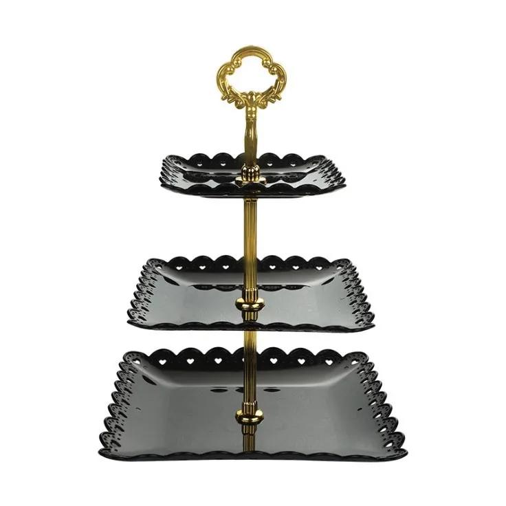 European Tray Holiday Party Three-layer Fruit Plate Dessert Candy Dish Cake Stand Self-help Display Home Table Decoration Trays