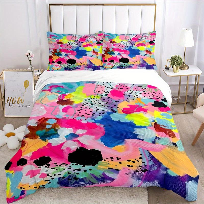 3pcs Abstract Floral Print Bedding Set, Breathable and Soft, Suitable for Bedroom Decor (1*Duvet Cover + 1/2*Pillowcases, No Core) yy250821149