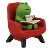 Frog Drinking Coffee Ornament Creative Funny Frog Reading Sculpture Miniature Frog Read Book Figurines for Shelf Desk Decoration