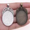 3pcs 30x40mm Inner Size 60x32mm Outer Size Vintage Antique Bronze Antique Silver Color Alloy Cameo Cabochon Base Setting
