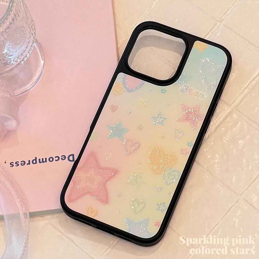 Glazed Sand Suitable for Apple 15 Promax Mobile Phone Case Iphone16 Dream Color Stars 12 Acrylic 13 Hard 14