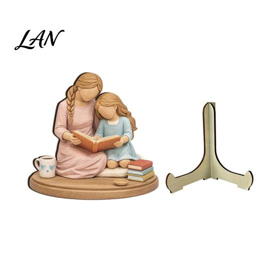 Wear-resistant Decorative Crafts Wooden Reading Desktop Ornaments for Home Office Decor, Minimalist Figurine, Creative Appearance Table Art