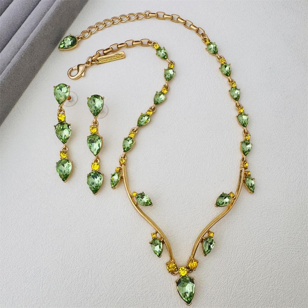 ODLR Retro Gold Crystal Vine Necklace - High-End European & American Design