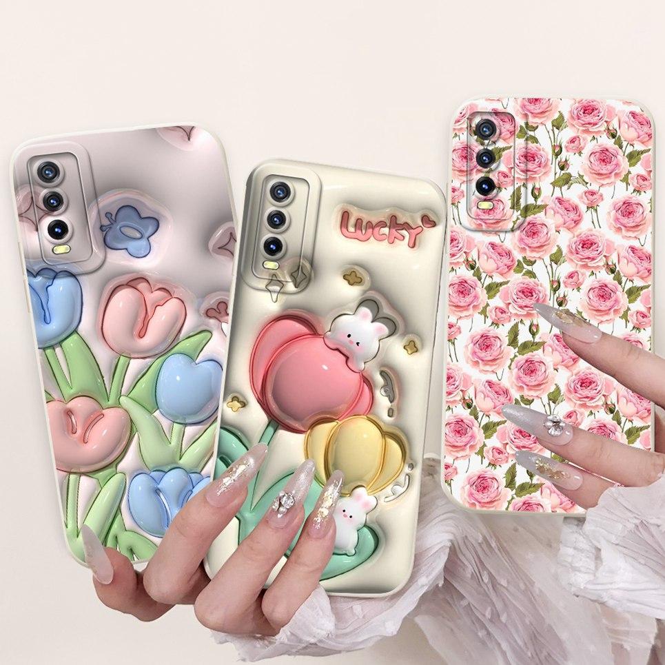 For Vivo V2027 V2028 V2029 Back Cover Vivo Y11S Y12s Y12a Y20 Y20s Y20i Case Girly Fashion Funda Soft Liquid Silicone Bumper
