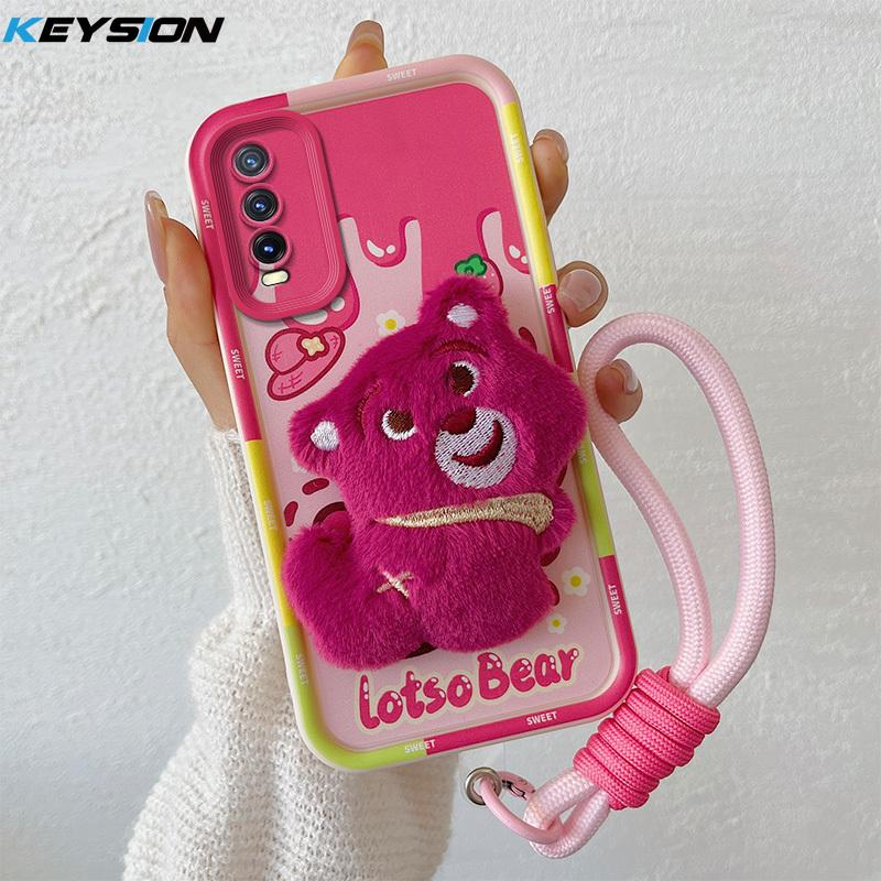 KEYSION Милый 3D мультяшный плюшевый чехол для VIVO Y20 Y20sG Y20i со шнурком Мягкий силиконовый противоударный чехол для телефона VIVO Y12S