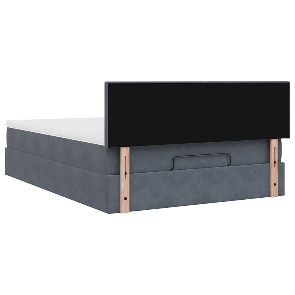 Ottoman Bed with Mattress Dark Grey 140x190 cm Velvet