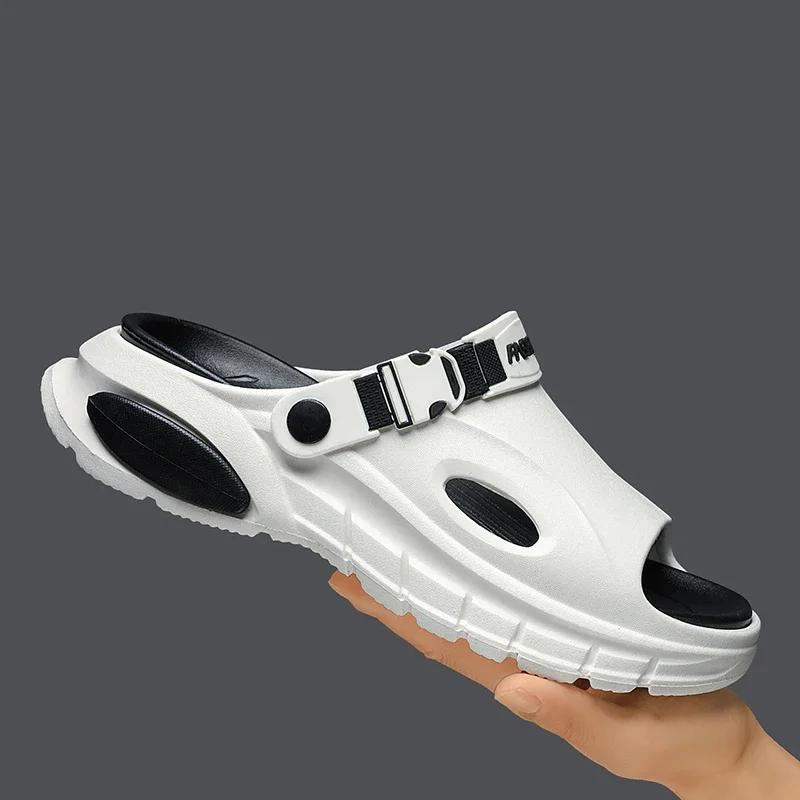 Fashion Men's Summer Thick Bottom Sandals Outdoor Wear Anti-Slip Beach Slippers Comfortable Two-Purpose EVA Material Botas Para Hombre