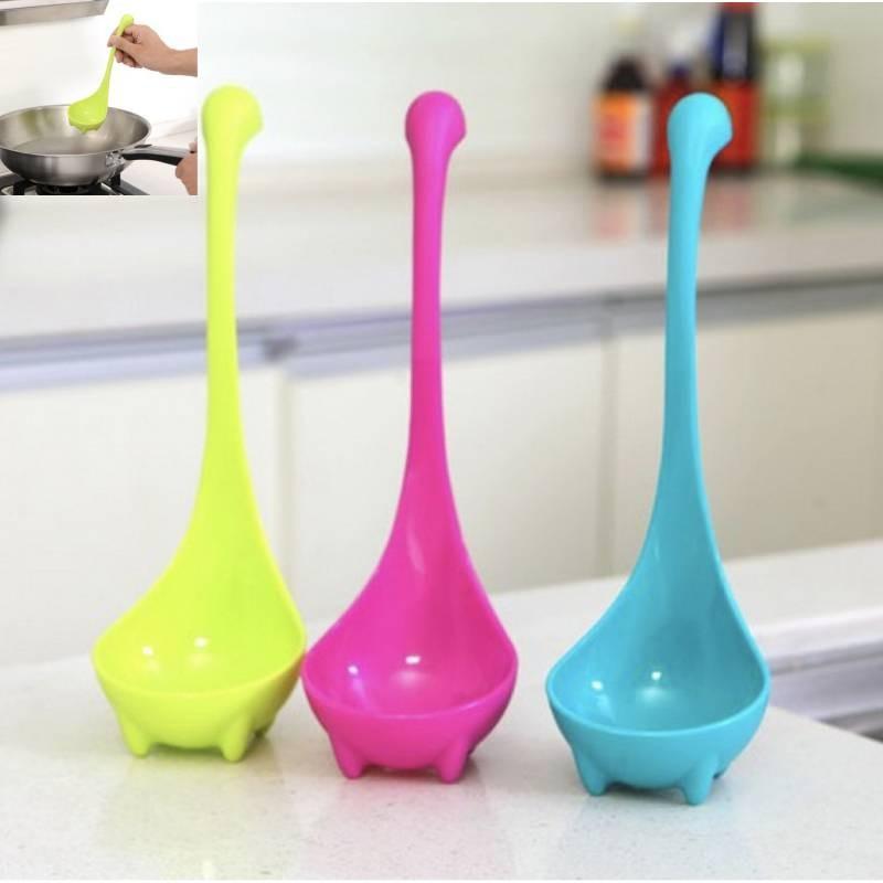 Уникальный дизайн Лох-несского чудовища Пластиковый набор суповых ложек с длинной ручкой для взрослых