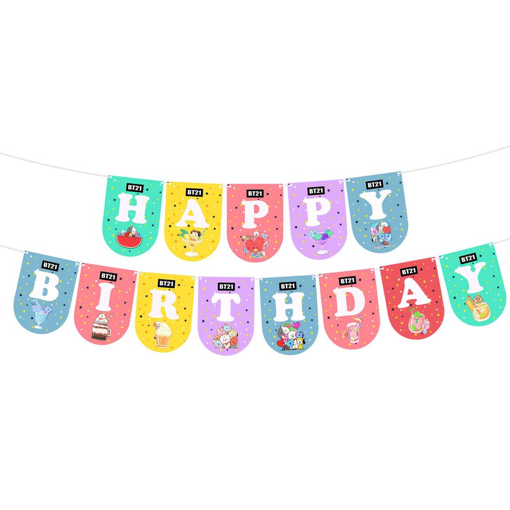 Набор принадлежностей для дня рождения в стиле BTS с яркими украшениями Bangtan Boys