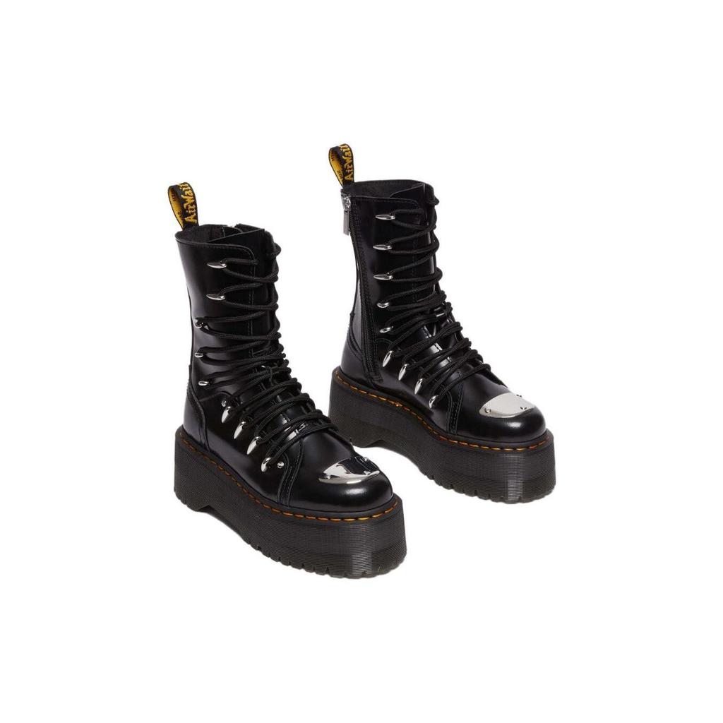 Dr. Martens Leather Round Toe Lace-Up Short Martin Boots Women Boots Black 30964001