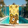 Пляжное полотенце R-Rilakkuma в желтый горошек, Милый мультяшный медведь, Быстросохнущее полотенце, для бассейна, путешествий, кемпинга и ежедневного использования