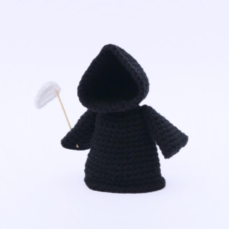 Хэллоуинский вязаный крючком скелет ручной работы с позитивной открыткой Домашнее украшение на Хэллоуин Забавная вязаная кукла Череп Смерти Декор