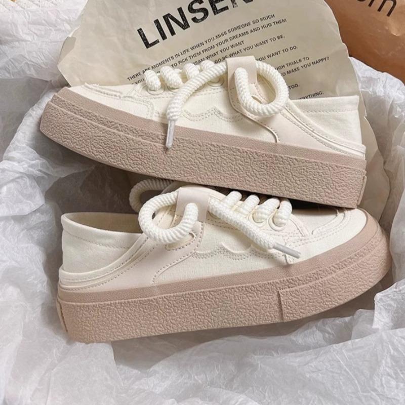 2024 Летние однотонные дышащие парусиновые повседневные туфли, лаконичные универсальные, белые туфли, удобные кроссовки на платформе, теннис