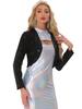 Allegra K Women's Halloween Costume, Sequined Jacket with Open Front, Cropped, Sparkling Bolero and Shrug, Black, Size M