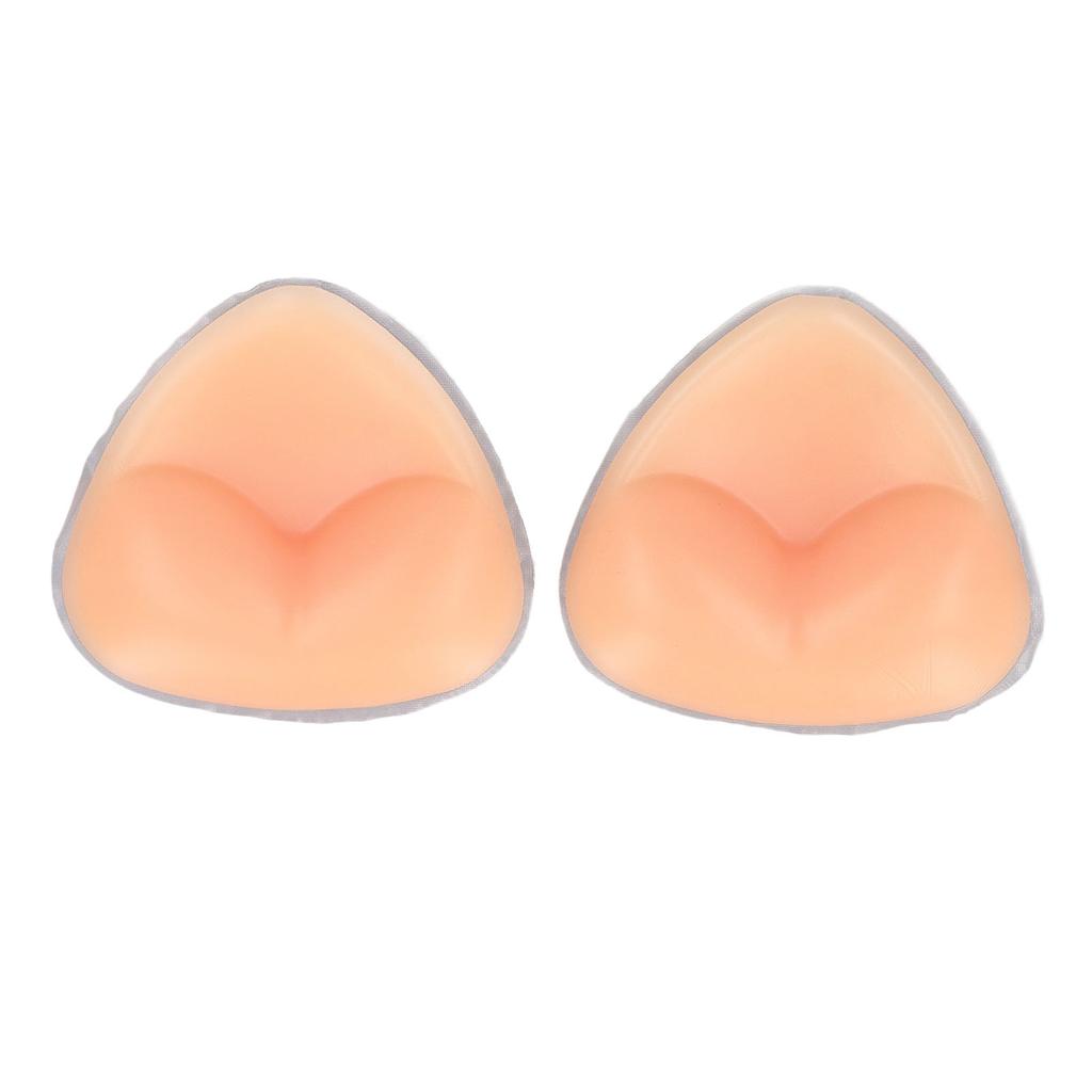 1 Pair Silicone Bra Inserts Extra Thick Waterproof Reusable Self Adhesive Triangular Shape Push Up Pads Flesh Color