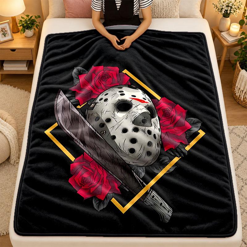 Flannel BlanketHorror Movies Warm Soft Throw Blanket for Indoor Sofa Bed Living Room Use