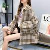 Твидовый жакет, рубашка в клетку, женская корейская версия, ретро, ​​гонконгский стиль, свободная рубашка для волос, женская