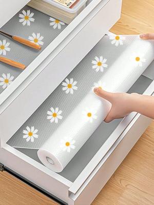 1 рулон подкладки для полок Daisy для кухонных шкафов, водонепроницаемая подкладка для холодильника EVA, коврик для шкафа, легкие подставки для столовых приборов, неклейкая подкладка для ящиков