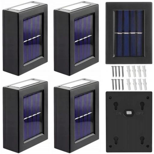 4X Lampki Solarne Zestaw Lampa Solarna Led Zewnętrzna Ścienna Kinkiet