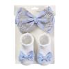 3Pcs/Set Solid Cotton Baby Non-Slip Socks Mini Ribbon Bow Boutique Gold Lace Elastic Hair Bands 0-12M Princess Girls Headwear