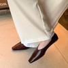 Модная женская новая кожаная коровья кожа с острым носком на низком каблуке простые и удобные ретро модные одинарные туфли рабочая обувь